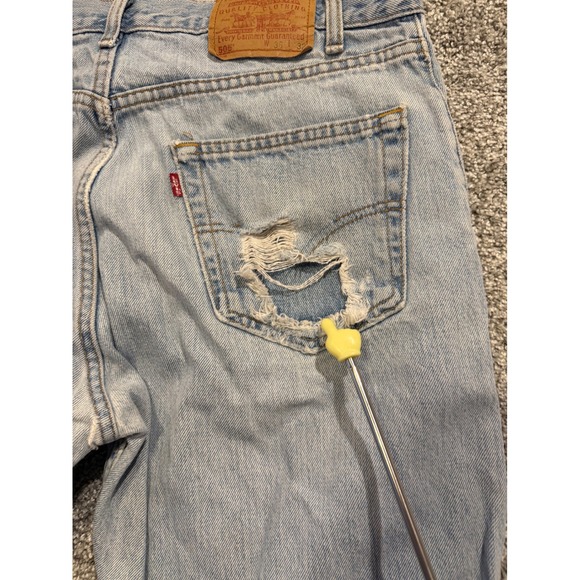 VTG Levi's 505 Regular Fit Straight Leg Mens Jeans 36x32 Light Wash Denim 90's * - Picture 13 of 16